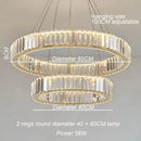 Axyaa Golden Chrome LED Crystal Round Ring Chandelier - Modern Ceiling Lamp for Home Decor