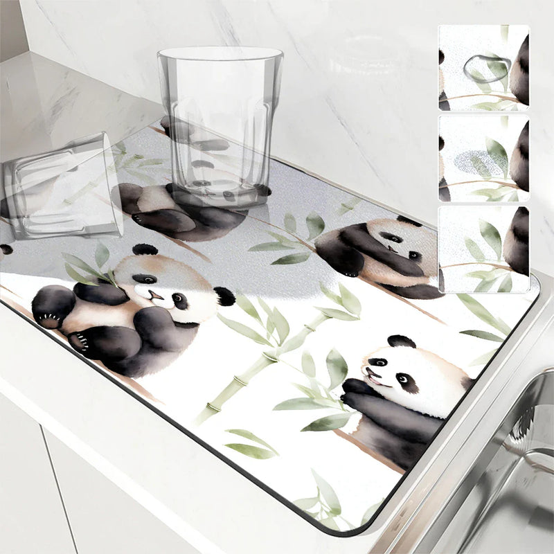 Axyaa Bamboo Panda Kitchen Drying Mat