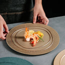 Axyaa Wood Grain Ceramic Steak Pasta Dessert Circular Plate Set