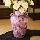 Axyaa Hand-painted Rose Flower Ceramic Vase for Home Decoration