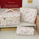 Axyaa Floral Cosmetic Bag Set - 3pcs Portable Toiletry Organizer for Women
