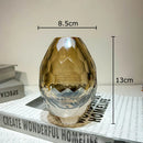 Amber Glass Vase for Desk Decor - Axyaa Texture Floral Pot Bouquet Holder