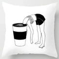 Axyaa Coffee Print Polyester Throw Pillow Case for Home Sofa Chair Decor