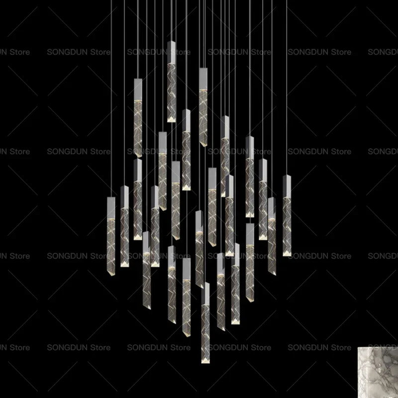 Axyaa Crystal Chandelier for Duplex Living Room, Luxury Villa, Loft Apartment