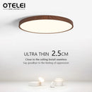 Axyaa Wood Grain Walnut LED Ceiling Light for Indoor Decor - Modern, Ultrathin Circular Design