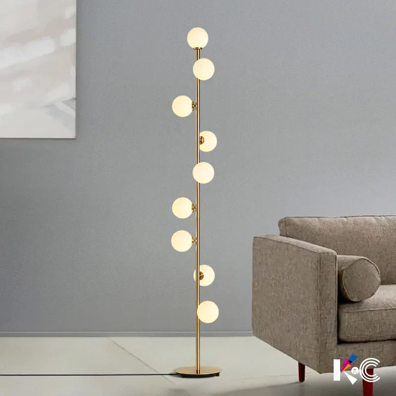 Axyaa 9 Head White Glass Ball Floor Lamp for Living Room and Bedroom