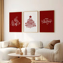 Axyaa Minimalist Red Christmas Tree Canvas Print for Modern Living Room décor