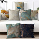 Axyaa Ginkgo Print Cushion Cover - Square Pillowcase for Home Decor