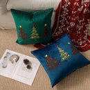Axyaa Christmas Tree Embroidered Short Plush Pillowcase - Festive Living Room Decor