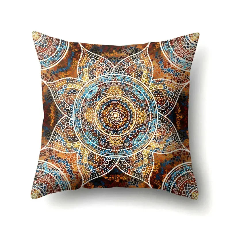 Abstract Geometric Bohemian Pillowcase in Colorful Exotic Style by Axyaa