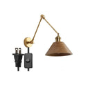 Axyaa Nordic Wood LED Wall Lamp Sconce with Swing Arm and Pull Chain Switch
