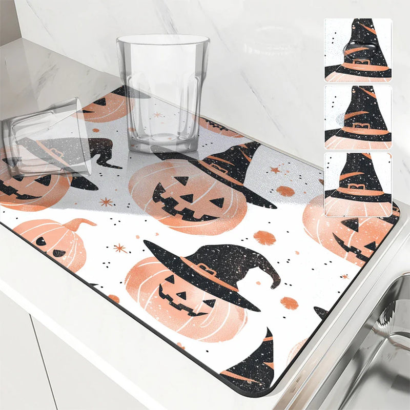 Axyaa Halloween Head Absorbent Drain Pad for Kitchen, Bathroom, and Tableware