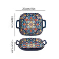 Axyaa Bohemian Style Ceramic Pasta Dish 9-Inch Salad Plate with Double Ear.