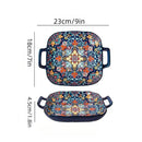 Axyaa Bohemian Style Ceramic Pasta Dish 9-Inch Salad Plate with Double Ear.