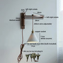 Axyaa Walnut Wood LED Wall Lamp with Switch, Ceramic Japan Style, Interior Living Room Light