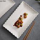 Axyaa Relief Flower Ceramic Sushi Plate Set
