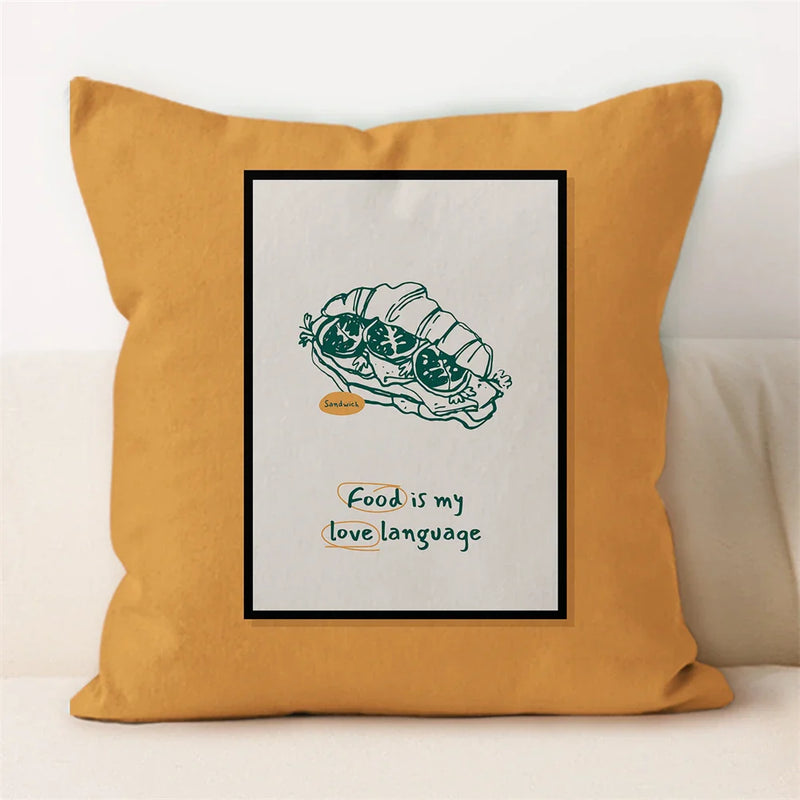 Axyaa Fruit Hot Dog Food Pillowcase Square Cushion Cover Home Decor Sofa Pillows