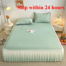 Axyaa Ice Silk Bedspread Set: Summer Bed Skirt with Lace Details