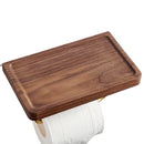 Axyaa Black Walnut Paper Towel Rack & Bathroom Shelf - Wall Hanging Wood