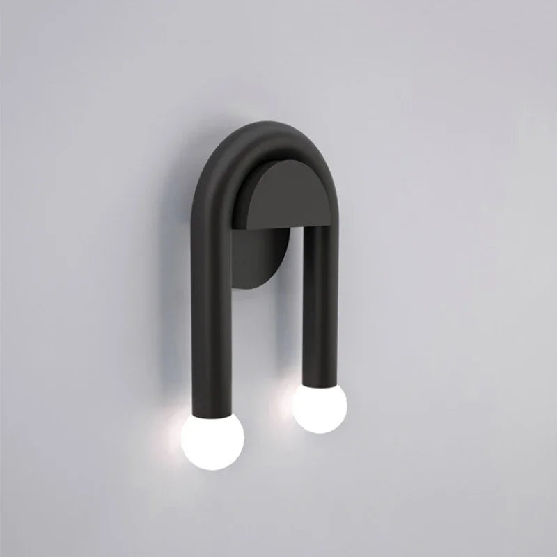 Axyaa Black U-Shape LED Wall Lamp for Bedroom Study - Modern Minimalist Design