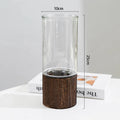 Axyaa Nordic Glass Vase with Wooden Base for Elegant Living Room Décor and Floral Display