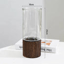 Axyaa Nordic Glass Vase with Wooden Base for Elegant Living Room Décor and Floral Display