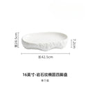 Axyaa Rock Oval Plate White Porcelain Dining Tableware