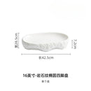 Axyaa Rock Oval Plate: White Porcelain Deep Dining Dish for Household, Club, Hotel