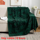 Axyaa Deer Plush Knitted Bow Blanket: Multi-Purpose Sofa & Air Conditioner Blanket