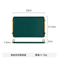 Axyaa Ceramic Green Black Tray with Handle - Home Organizer and Jewelry Storage