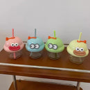 Axyaa Kawaii Glass Water Bottle with Straw | Mini Cute Korean Tumbler for Kids