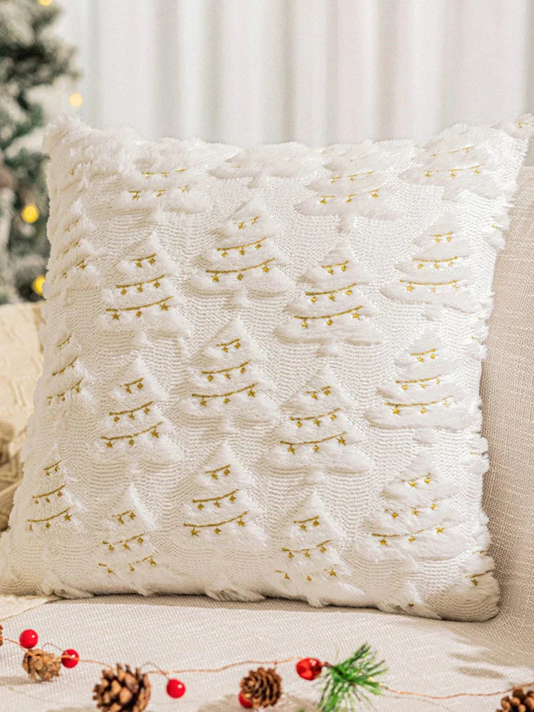 Axyaa Christmas Tree Pillow Covers 18 x 18 Plush Faux Wool Decorative Couch Pillow