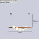 Axyaa Nordic Wood Grain Chandelier: Modern LED Decorative Lighting for Living Room and Dining Area