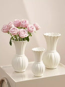 Axyaa White Gold Ceramic Vase with Water-Based Rose Arrangement, French Style Retro Living