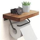 Axyaa Wall-Mounted Black Walnut Bathroom Towel and Toilet Paper Organizer