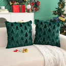 Axyaa Winter Green Faux Fur Christmas Tree Decorative Pillow Covers