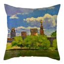 Axyaa Printed Landscape Cotton Linen Pillow Cover for Home Decor 45x45cm