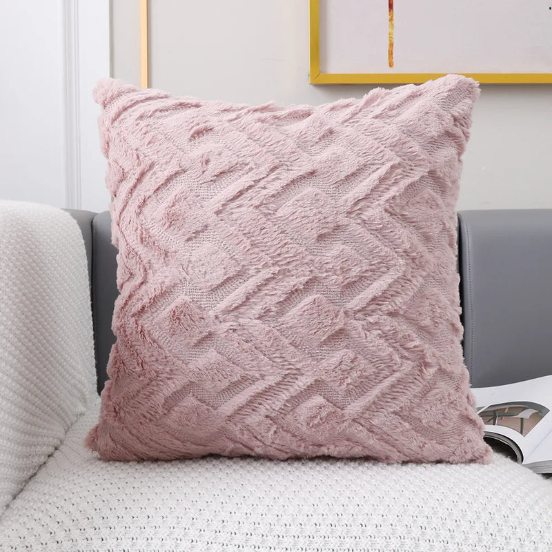 Axyaa Soft Fluffy Geometric Pattern Cushion Cover 45x45cm Home Décor Sofa Living Room