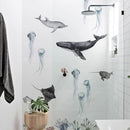 Kids Underwater World Theme Wall Stickers by Axyaa - Whale Dolphin Shell Sea Animals