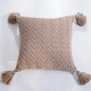 Axyaa Soft Knit Cushion Cover 45x45cm Solid Pillow Case with Tassels