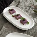 Axyaa Stone Pattern Oval Plate: Ceramic Fish Dessert Sushi Steak Molecular Cuisine Tableware