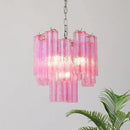 Axyaa Pink & White Glass Art LED Chandelier for Living Room