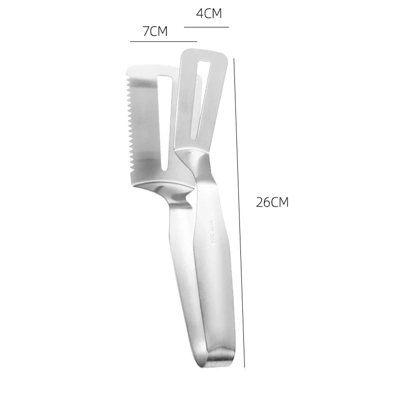 Axyaa Stainless Steel Steak Frying Spatula & Tongs Set for Home Kitchen