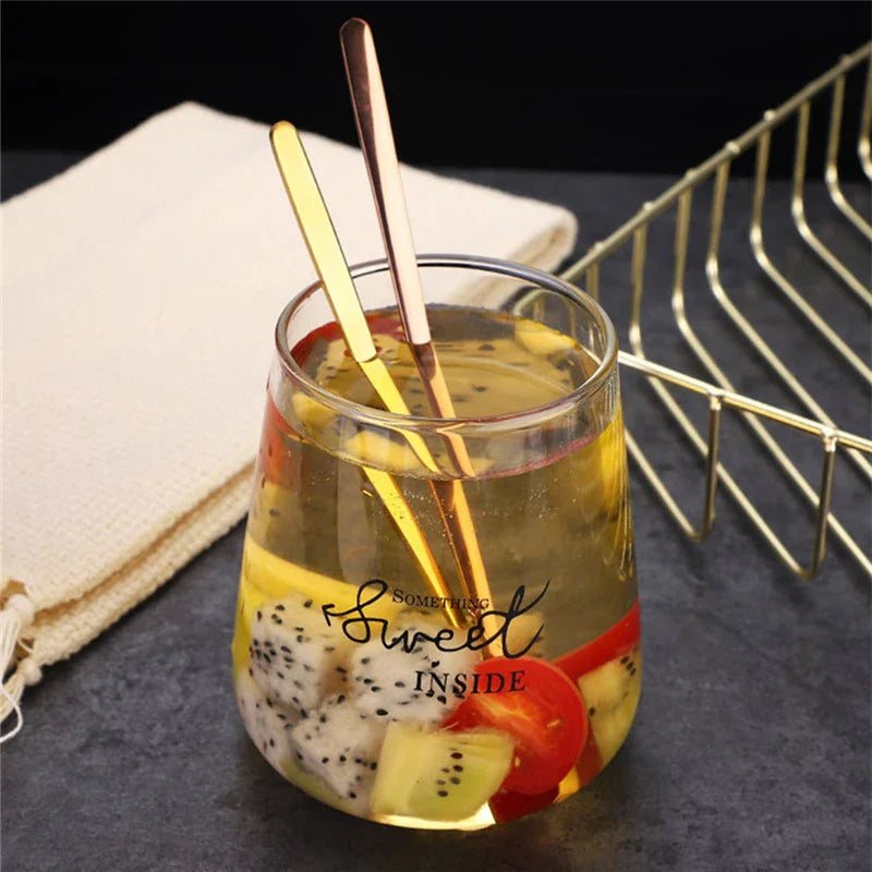 Axyaa Stainless Steel Square Coffee Spoons - Long Handle Dessert Spoons for Kitchen