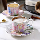 Axyaa Elegant Gold Ceramic Coffee Cup Set | European Luxury Tea Cups