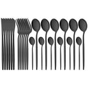 Axyaa 24-Piece Stainless Steel Dinnerware Set - Knife Fork Spoon Silverware Tableware