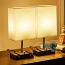 Axyaa Wooden Desk Lamp with 2 Phone Stands, Fully Dimmable for Bedroom, Living Room, Home Decor