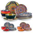 Axyaa New Bohemian Ceramic Dinnerware Set - 12/24 Piece Porcelain Plates & Bowls