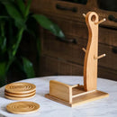 Axya Bamboo Coffee Cup Set: 4-Piece Creative Mug and Saucer with Stand