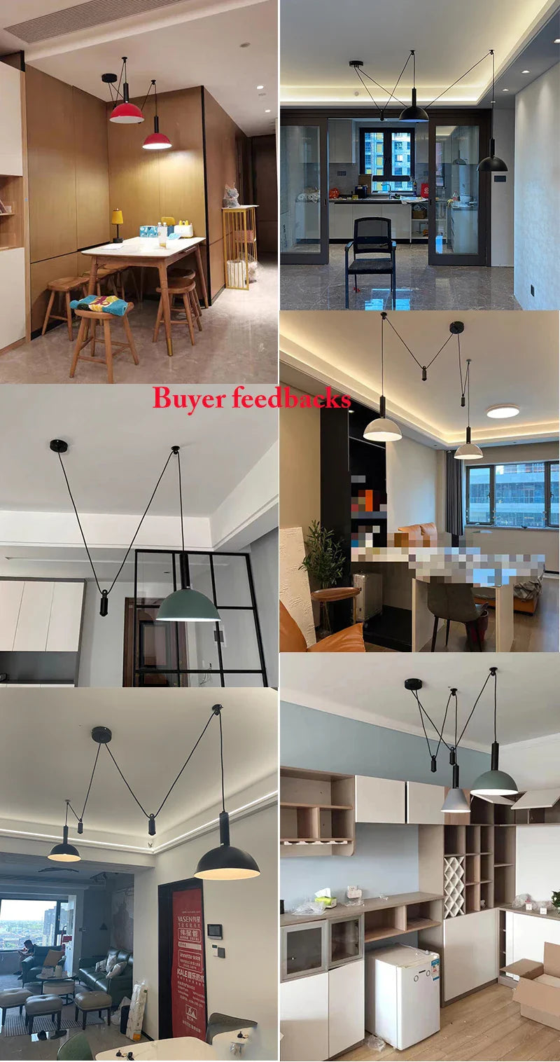 Axyaa Nordic Pulley Liftable LED Pendant Light for Dining Room and Kitchen Decor